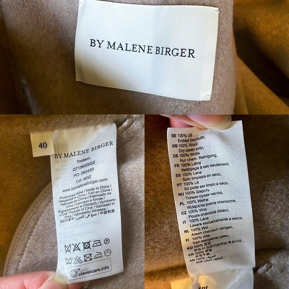 By Malene Birger Coat Trullem Belted Wool Shawl Grey Brown Melange 40 EUC - Picture 7 of 13